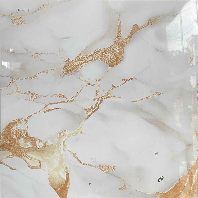 glossy white golden marble tile