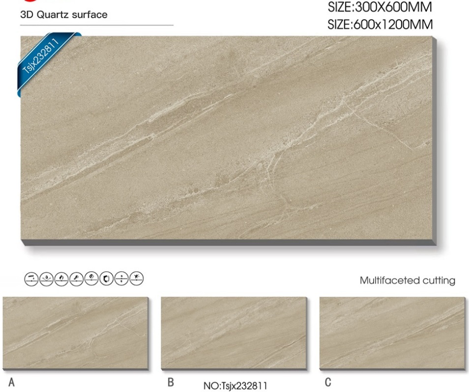 3D Quartz surface wall tile 300x600mm