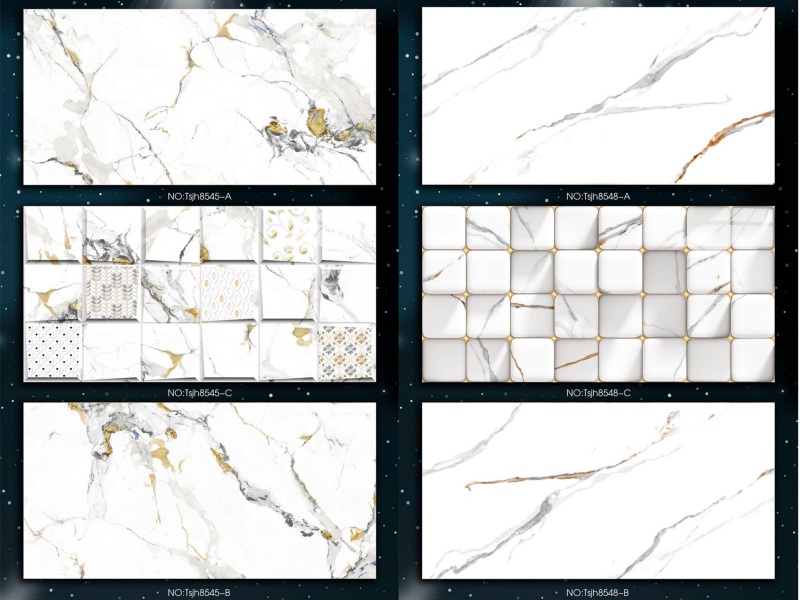 Bright Glazed Marble Pattern Porcelain Tile