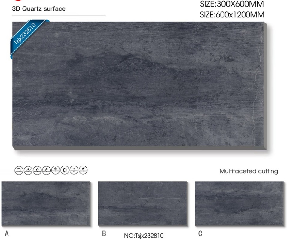 300x600mm 3D Quartz Surface Ceramic Tiles 