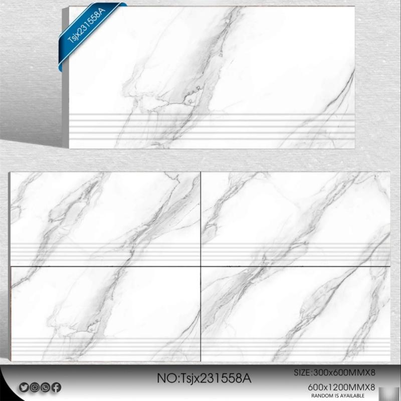 Factory Price Glossy Marble Effect Stair Tile