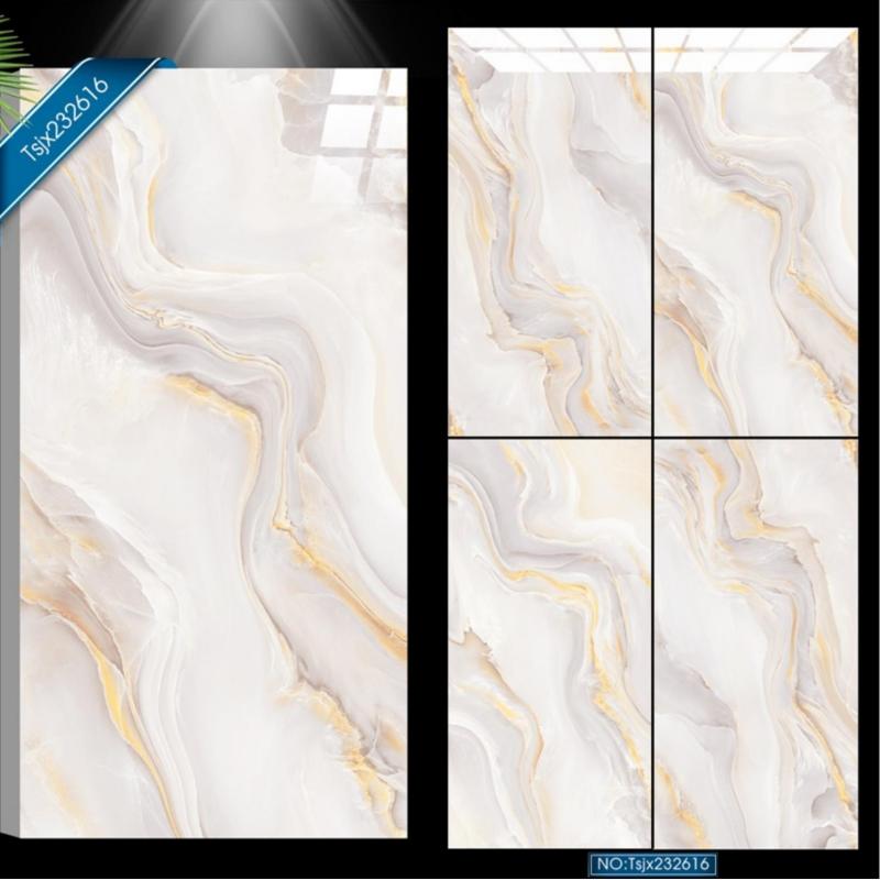 Customizable High-Gloss Marble Effect Tile