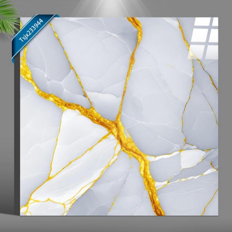 Gold Marble Inspired Glossy Ceramic Tile