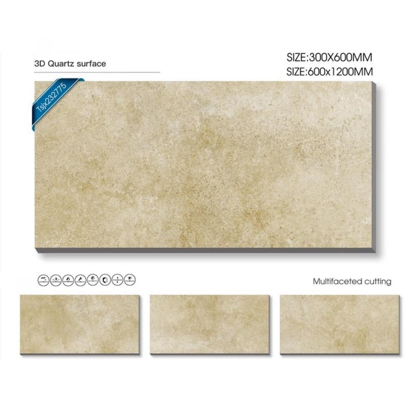 Matte Beige Marble Effect Interior Tile