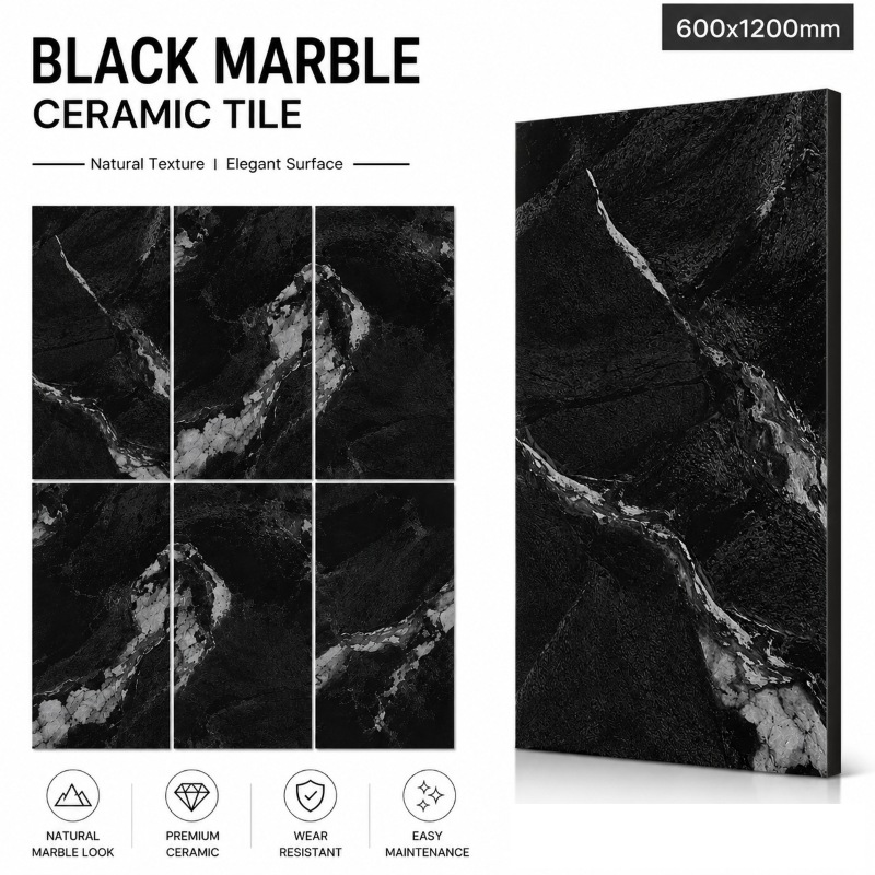 Polished Finish Black Ceramic Tile
