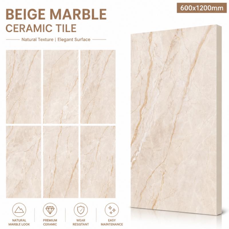 Custom Beige Marble Effect Interior Tile