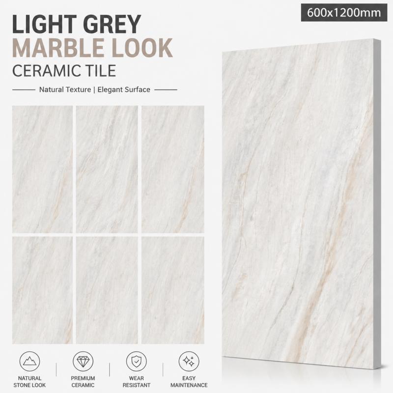 Premium Light Grey Smooth Finish Tile