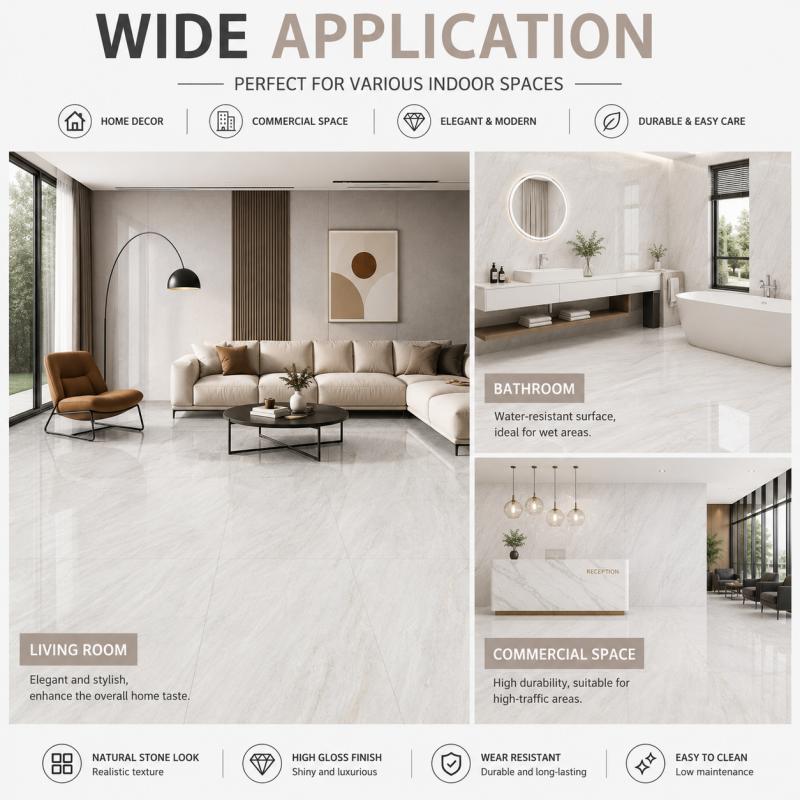 Modern Light Grey Glossy Surface Tile
