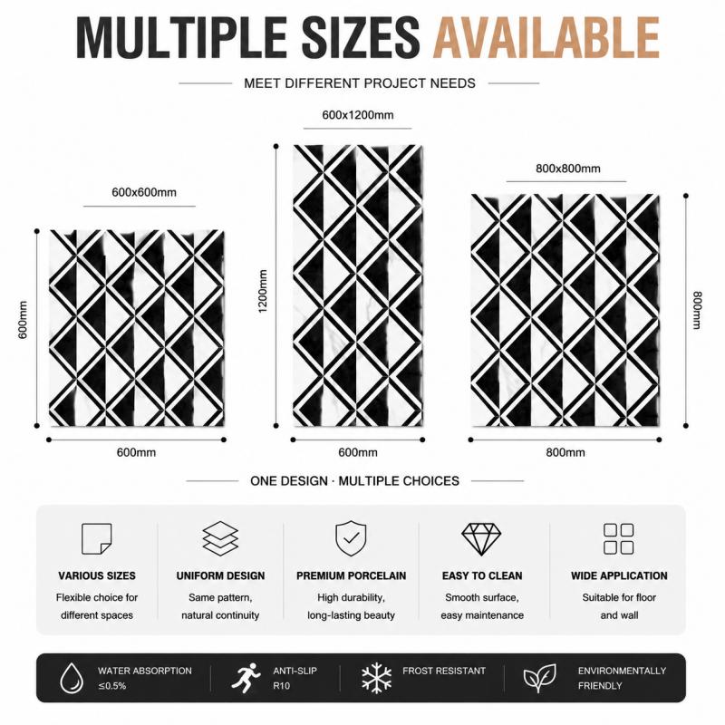OEM Black White Pattern Ceramic Tile