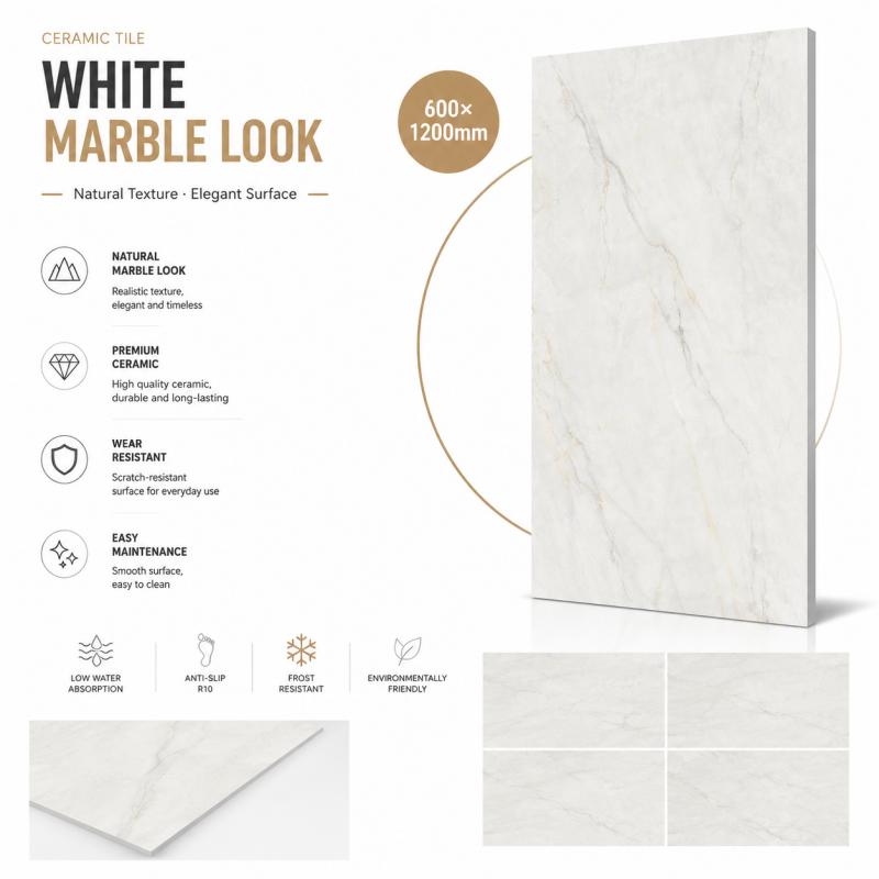 OEM&ODM 600x1200 White Porcelain Floor Tile