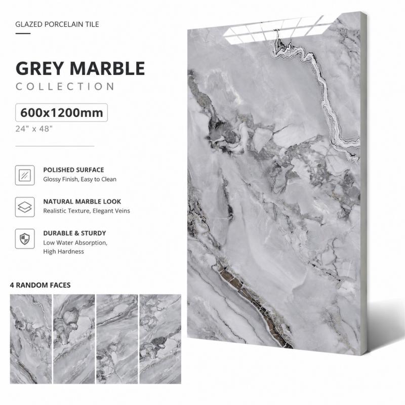 Grey Polished Glazed Porcelain Tile Grey Polished Glazed Porcelain Tile