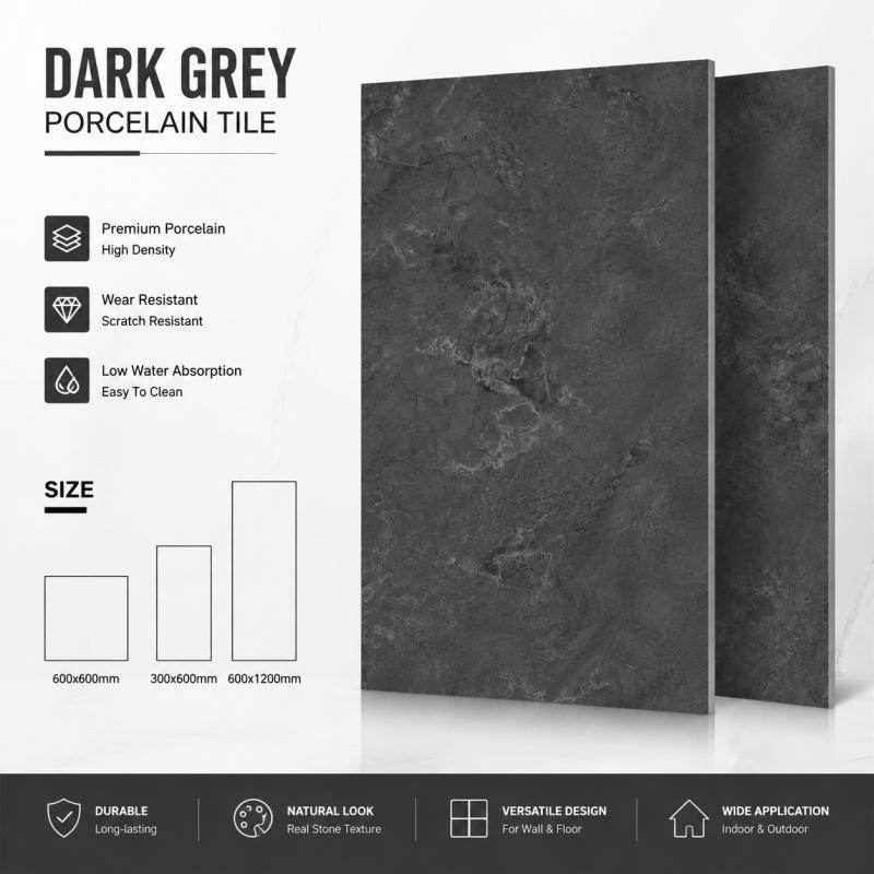 Factory Made Dark Grey Porcelain Tile