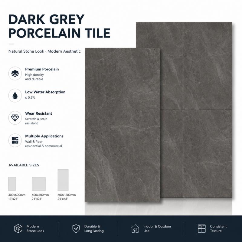 Wholesale Dark Grey Glossy Porcelain Tile