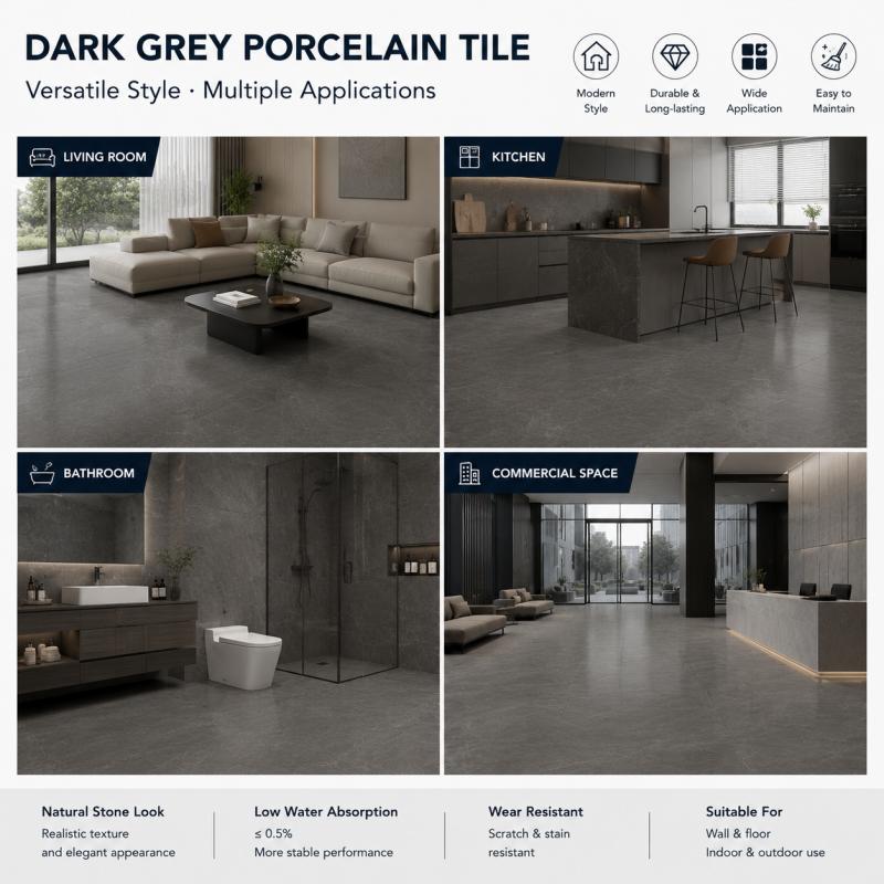 Dark Grey High Gloss Porcelain Tile Dark Grey High Gloss Porcelain Tile