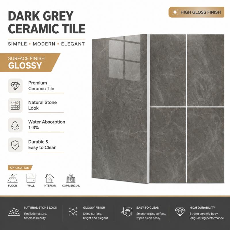 Factory Price Grey Glossy Ceramic Tile