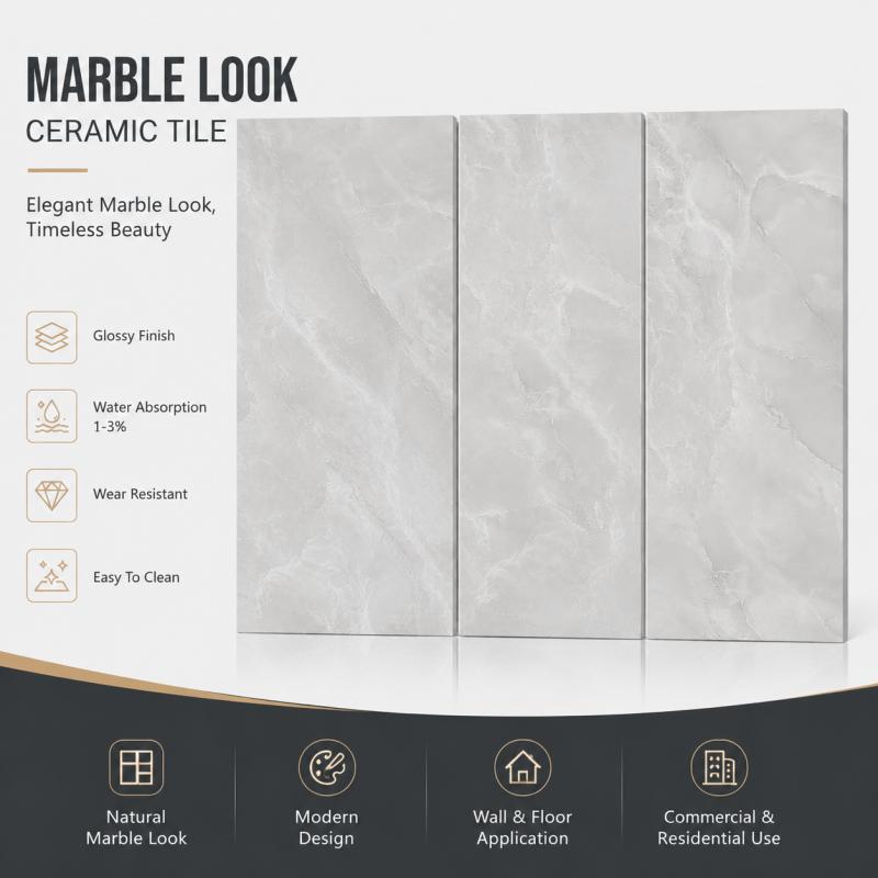 High Gloss Light Grey Ceramic Tile