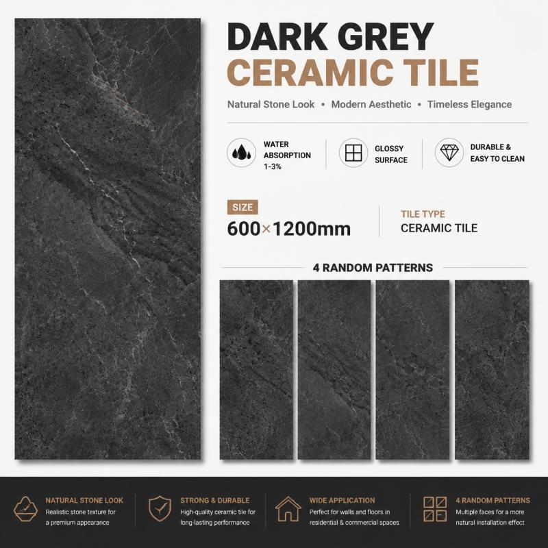 China Factory Dark Grey Ceramic Tile