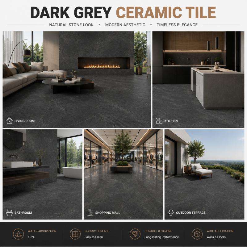 Large Format Dark Grey Ceramic Tile