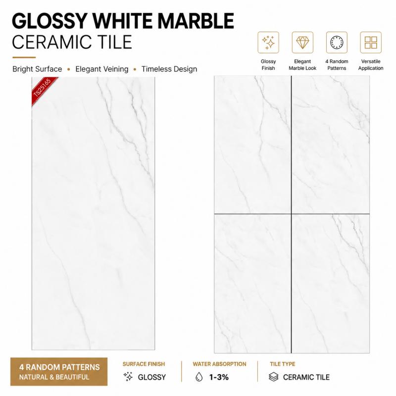 OEM White Gloss Finish Ceramic Tile