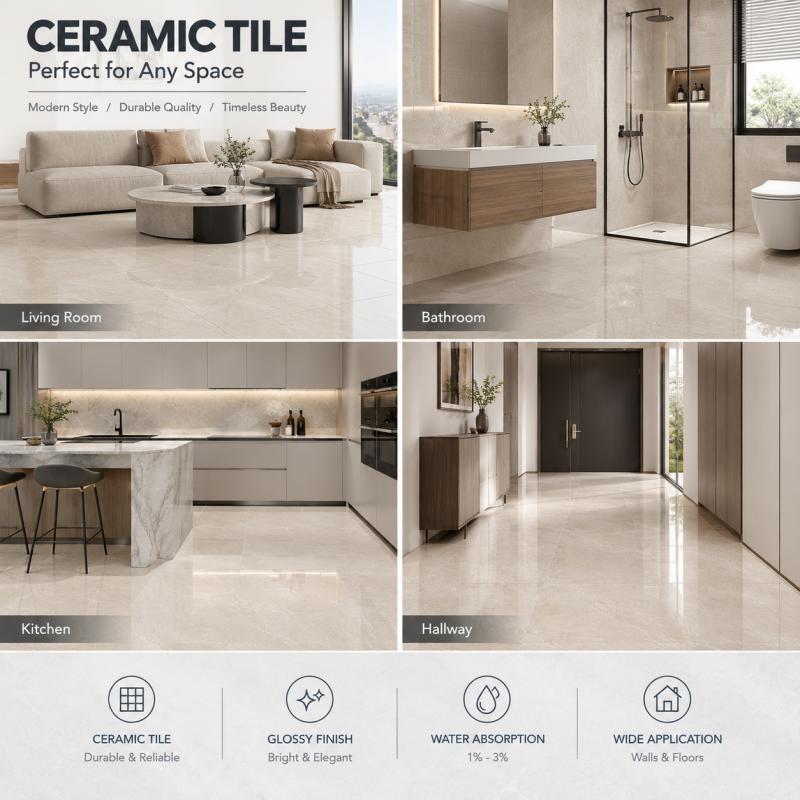 Glossy Beige Stone Pattern Tile Glossy Beige Stone Pattern Tile