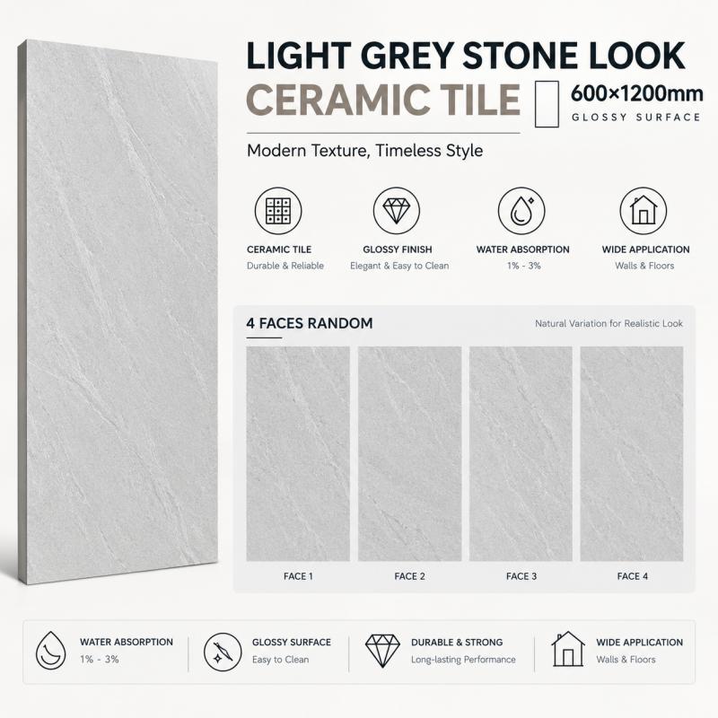 ODM Light Grey Stone Pattern Interior Tile