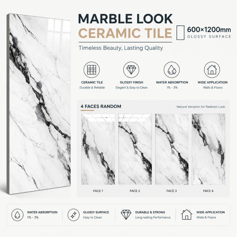 Large Format White Vein Floor Tile